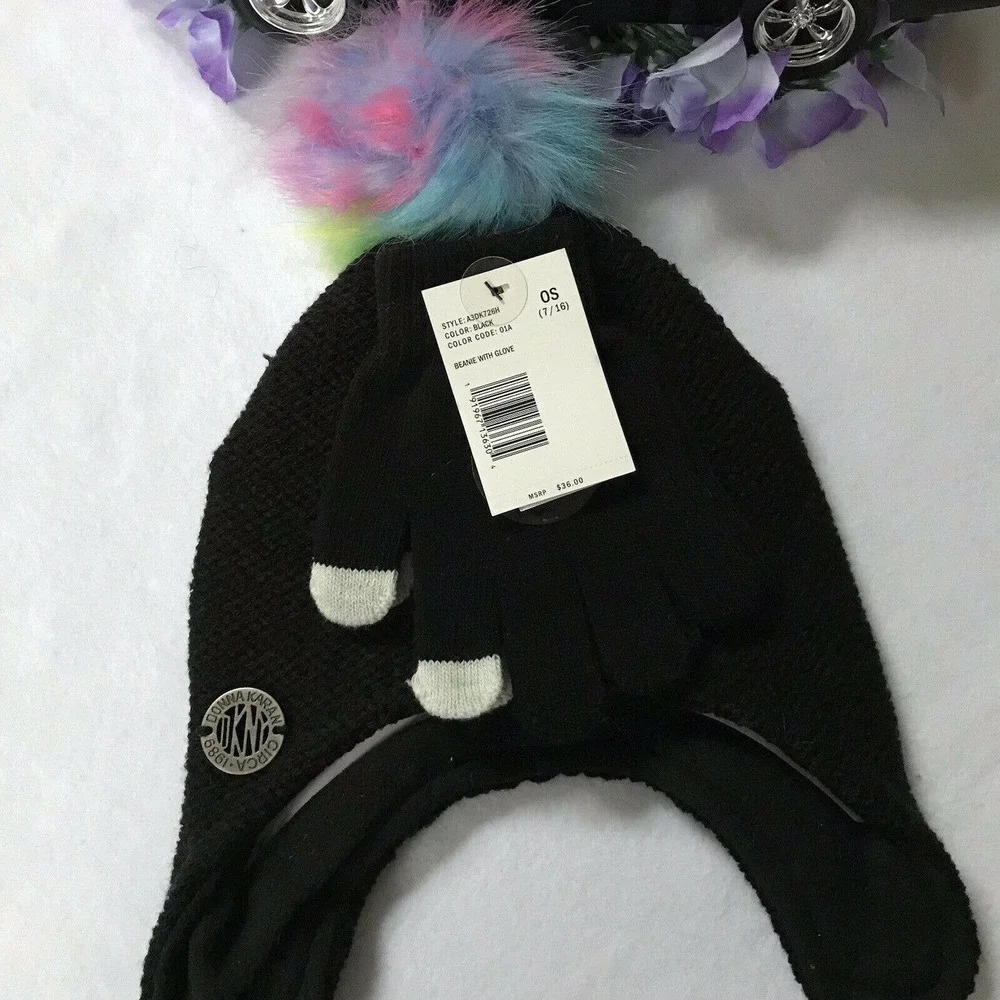 DKNY NWT Beanie and Gloves Set for Girls One Size